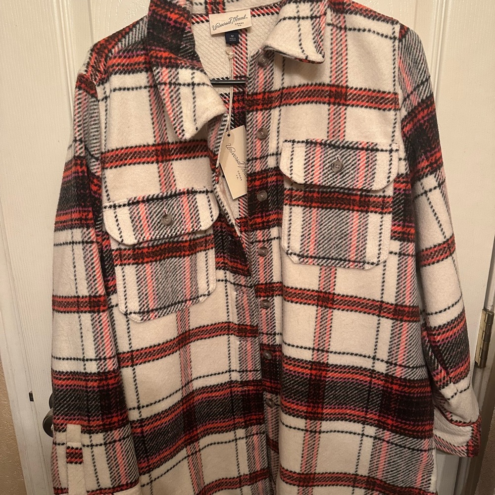 Universal Thread Women's Red and Black Plaid Utility Jacket